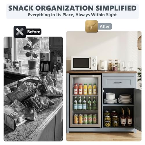 Home Bar And Fridge - Farmhouse-Style 41.7 Inch Blue Gray Coffee