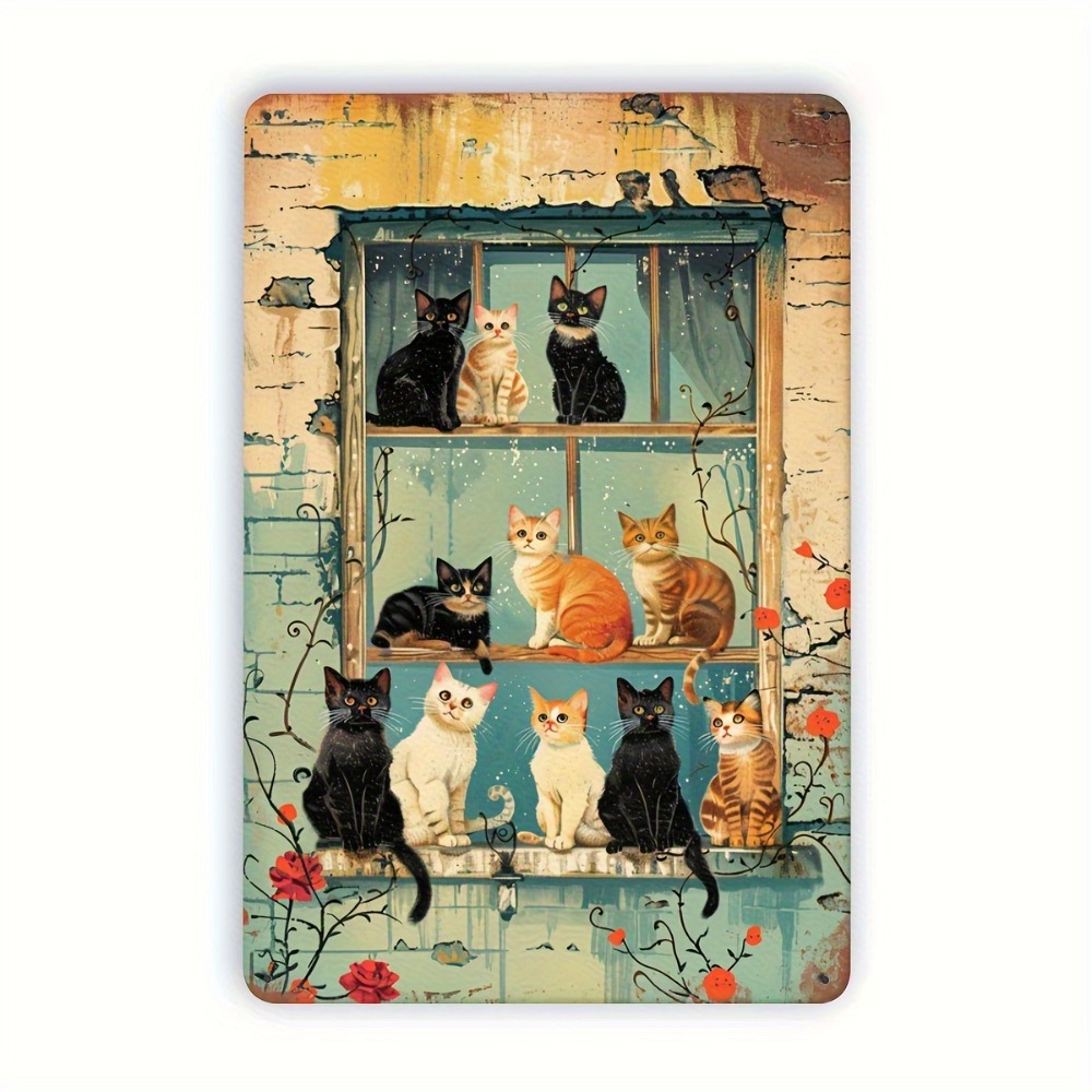 Vintage Cats Window Metal Sign – обзор и цена Home Bar Cafe