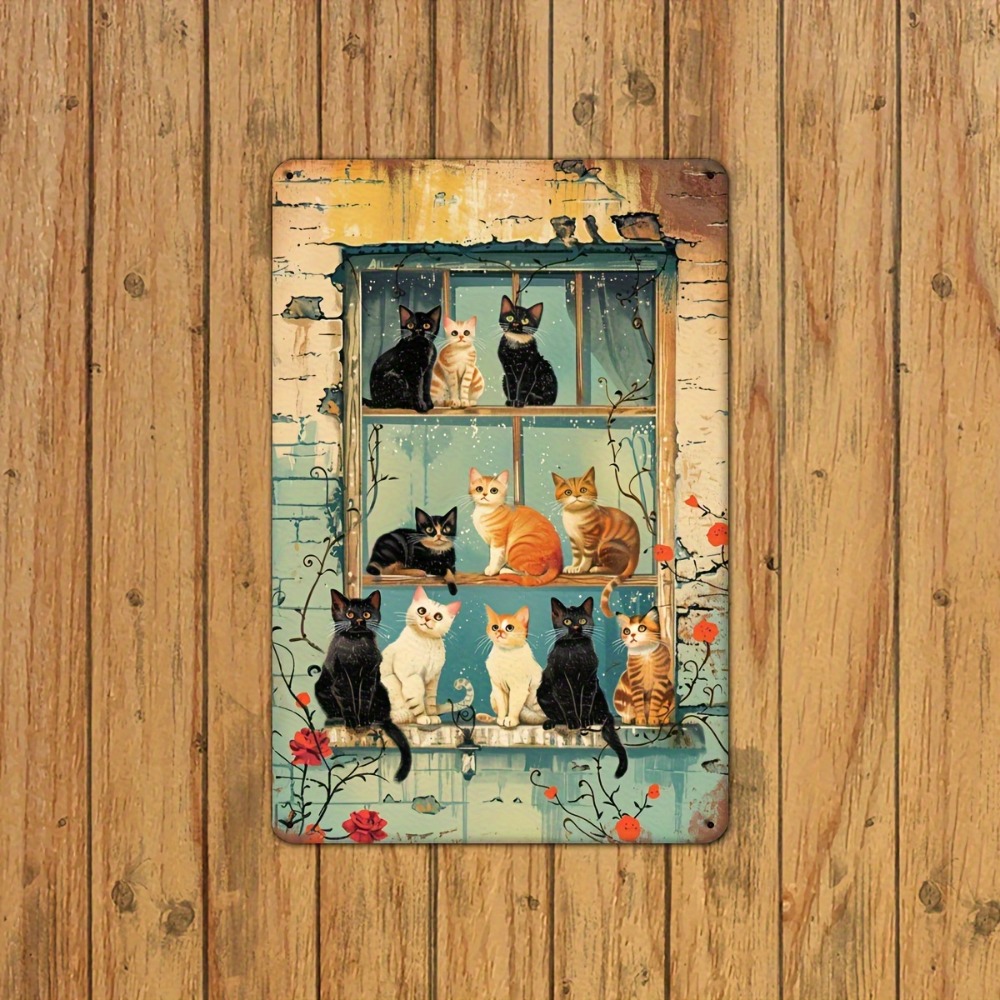 Vintage Cats Window Metal Sign – обзор и цена Home Bar Cafe