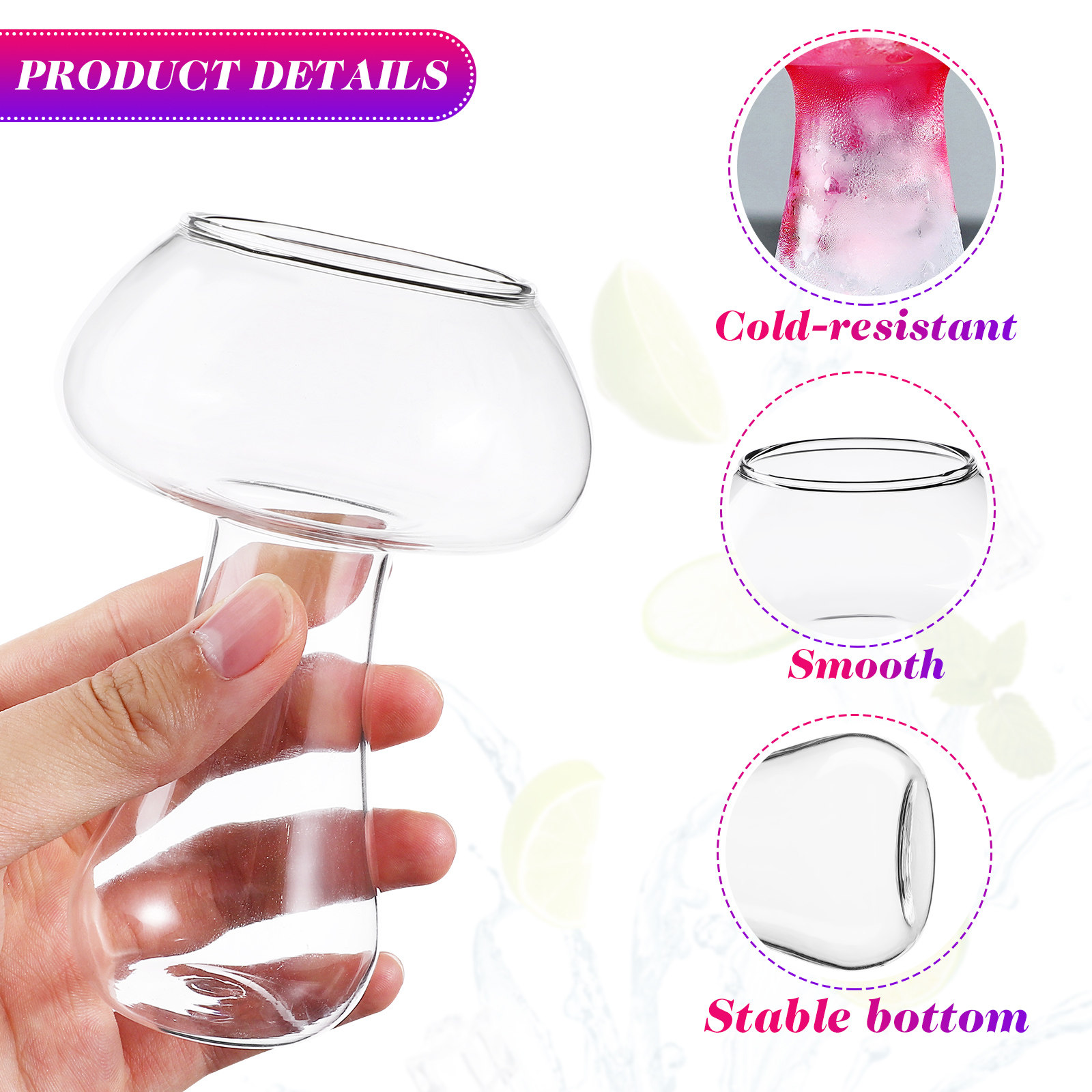 2Pcs Mushroom Glass Cup Transp – обзор и цена Home Bar Set