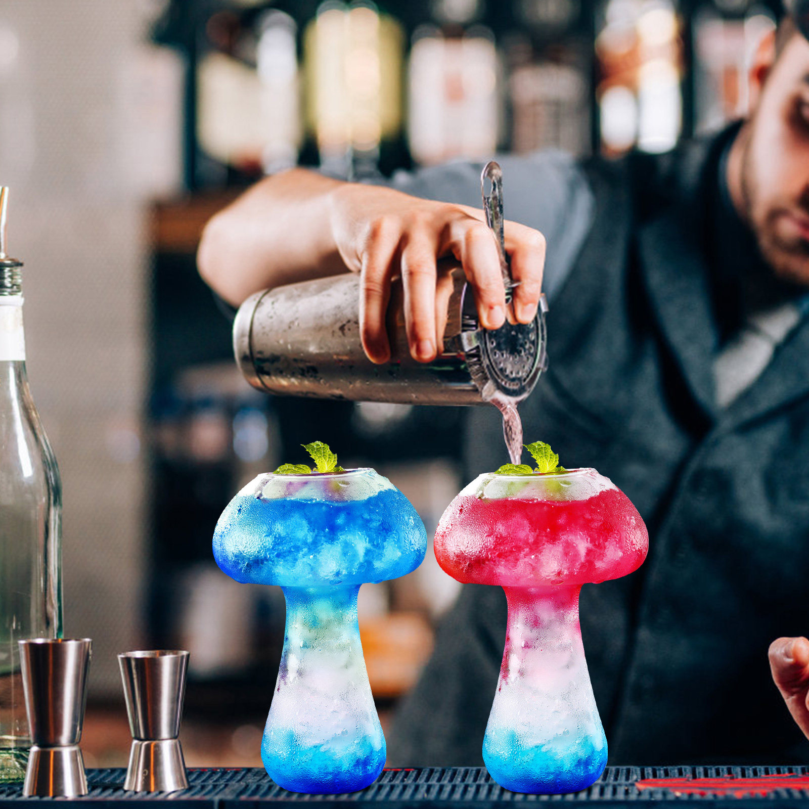 2Pcs Mushroom Glass Cup Transp – обзор и цена Home Bar Set
