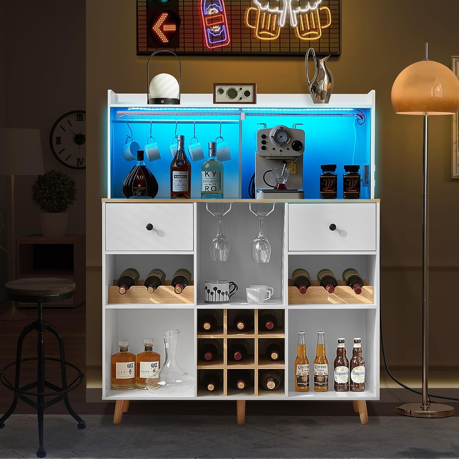 Wine Bar Cabinet with Power Ou – обзор и цена Home Bar Shelves