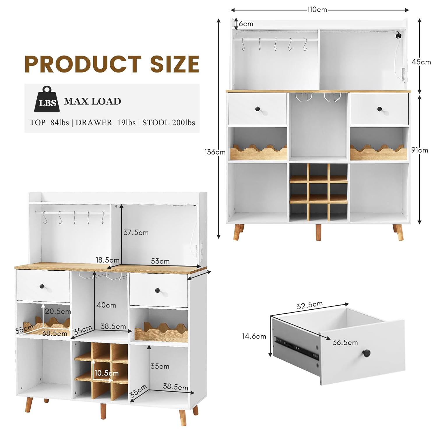 Wine Bar Cabinet with Power Ou – обзор и цена Home Bar Shelves
