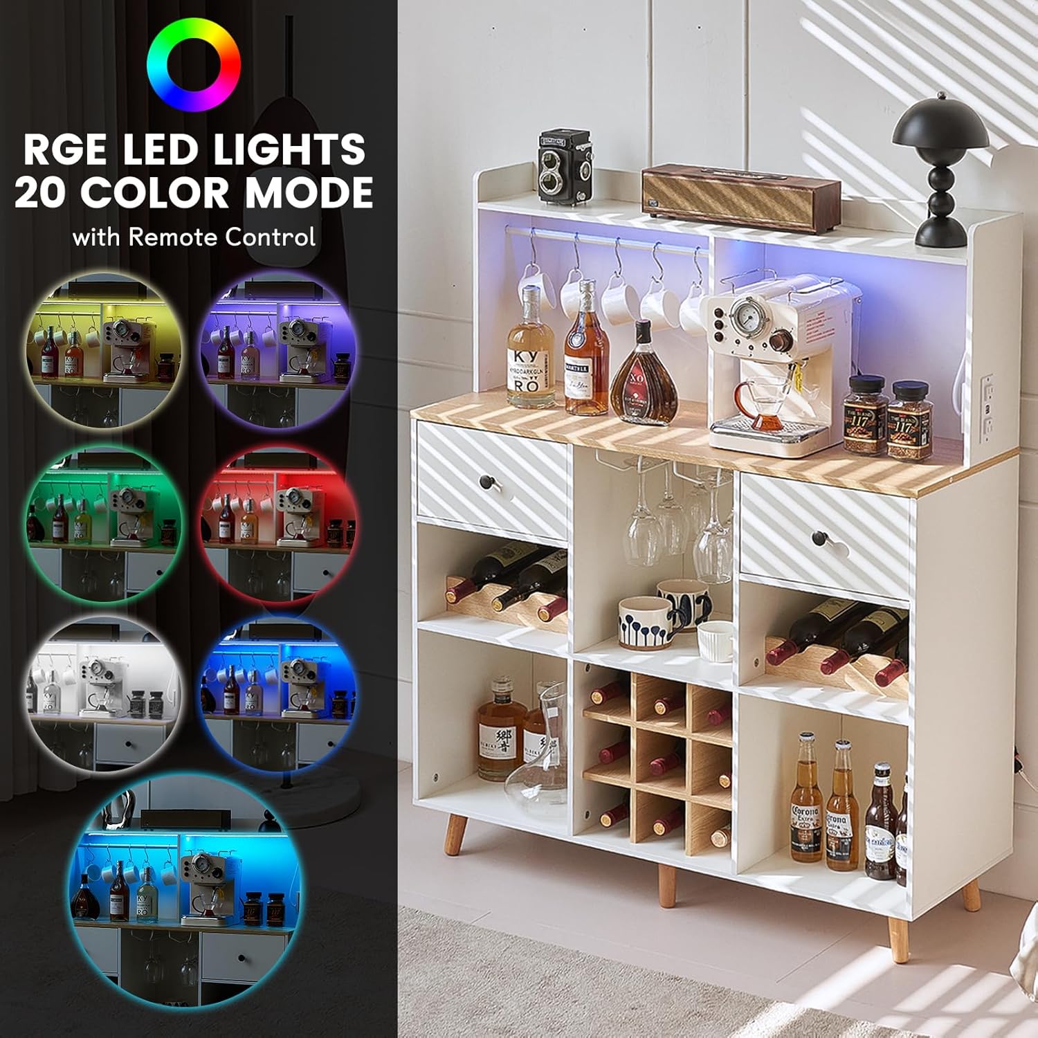 Wine Bar Cabinet with Power Ou – обзор и цена Home Bar Shelves